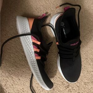 adidas Women’s Black Running Sneakers with Pink & Peach Accents